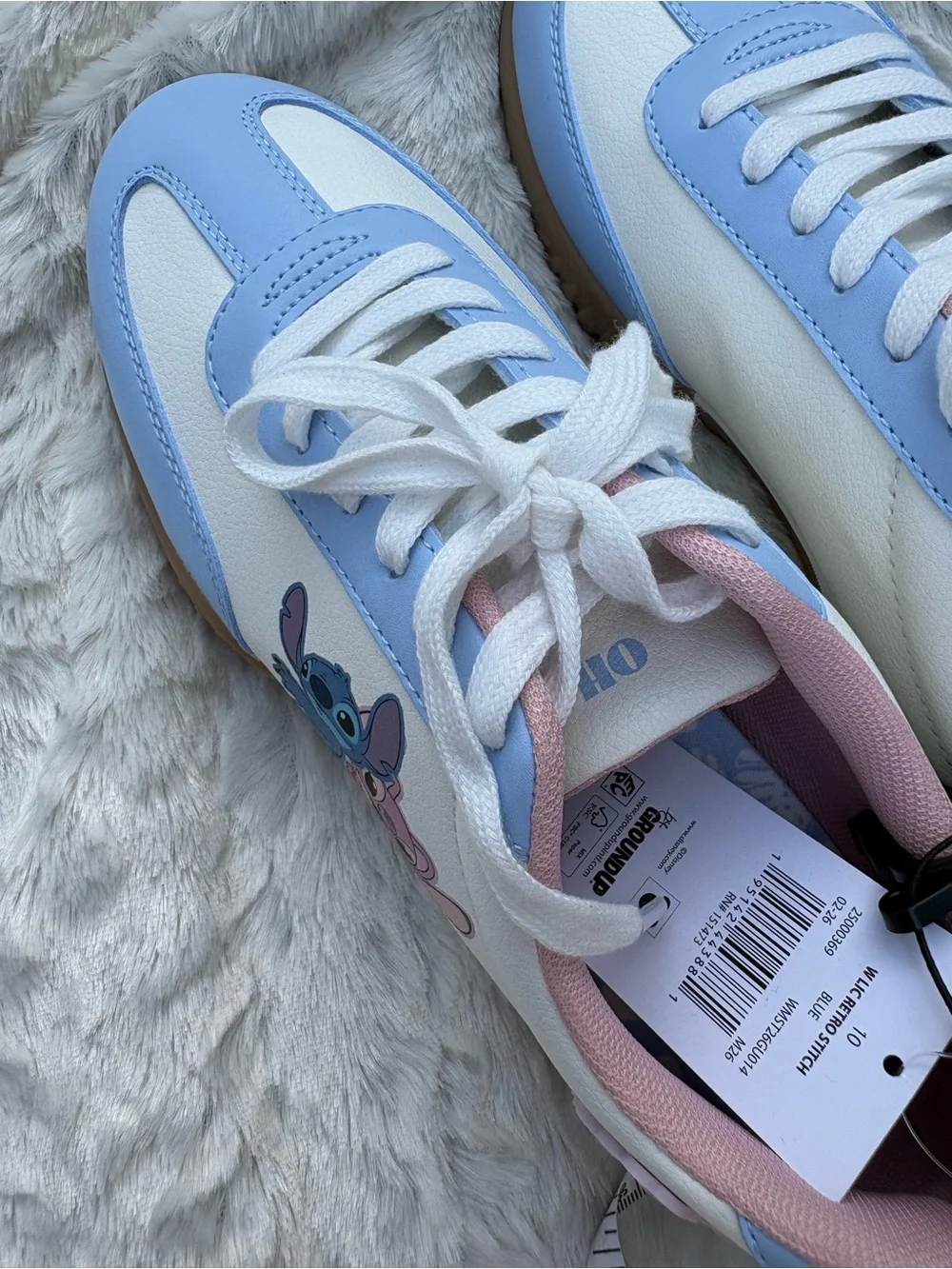 Disney White, Light Blue & Pink Stitch & Angel Kids Sneakers